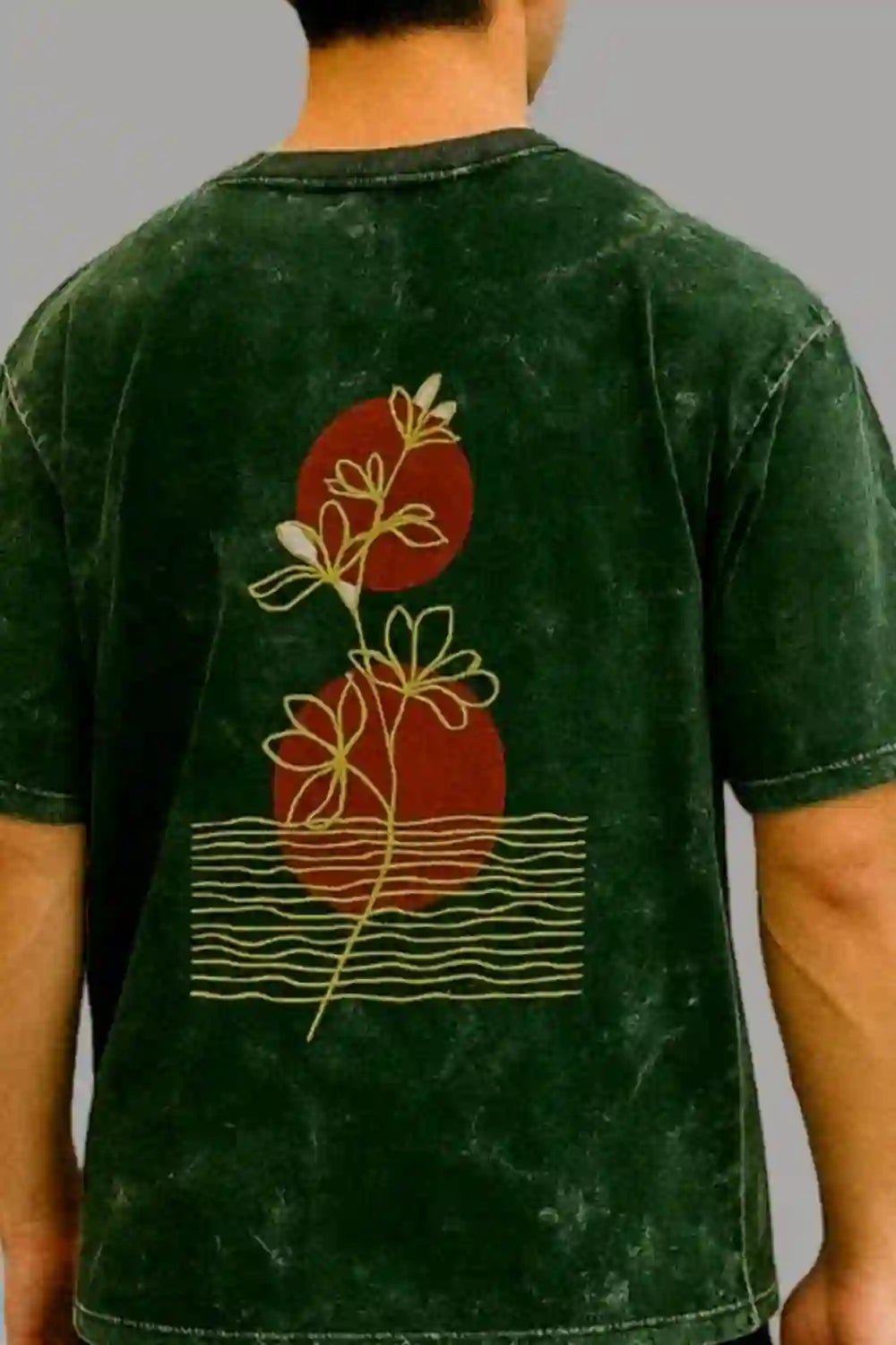 Tide-bloom Acid Wash Oversized Tee
