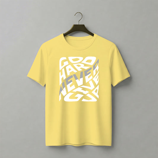 Go Hard, Never Give Up – Classic T-Shirt in Beige color