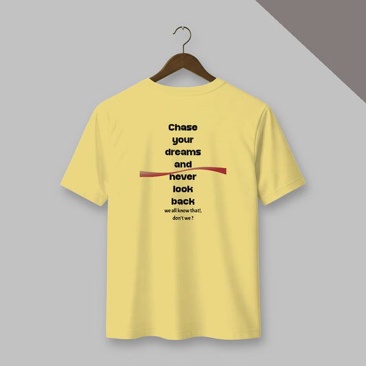 Chase Your Dreams – Classic Back Print T-shirt in Beige color
