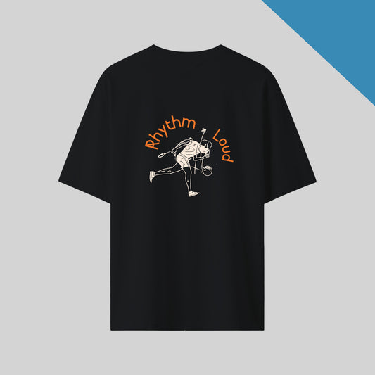 Tempo Lines back-print  Oversized T-Shirt in Black Color
