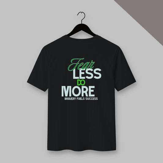 Fear Less, Do More – Back print T-Shirt in black color