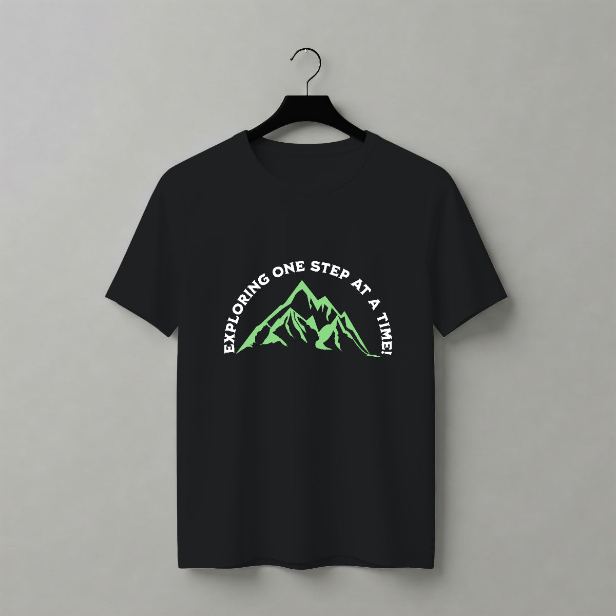 One Step at a Time – Essential Graphic T-Shirt in Black Color