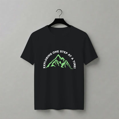 One Step at a Time – Essential Graphic T-Shirt in Black Color