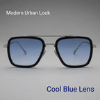 Arctic Blue Retro Square Sunglasses