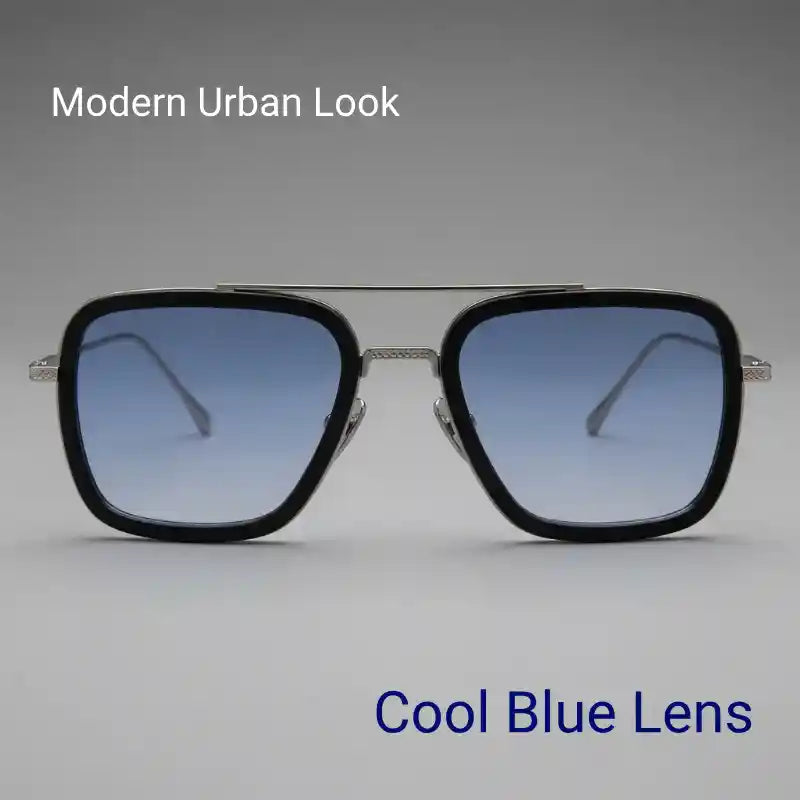 Arctic Blue Retro Square Sunglasses