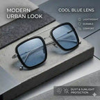 Arctic Blue Retro Square Sunglasses