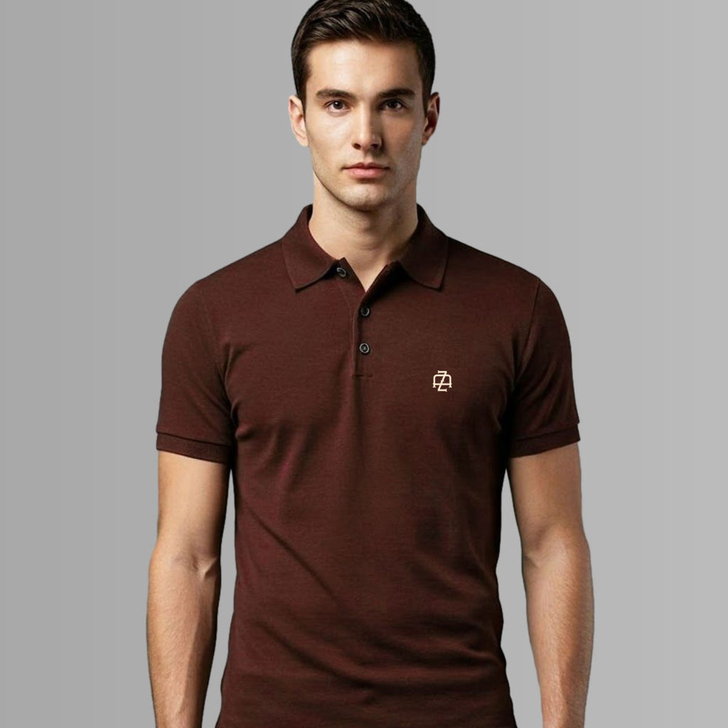 Signature Crest Polo t-shirt in coffee brown Color