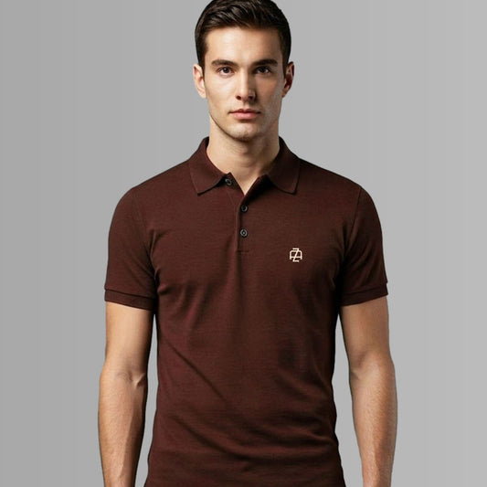 Signature Crest Polo t-shirt in coffee brown Color