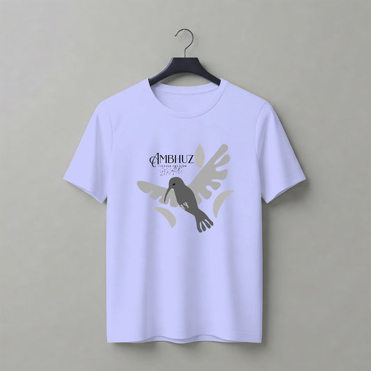 Bold grey bird cotton T-shirt in Lavender