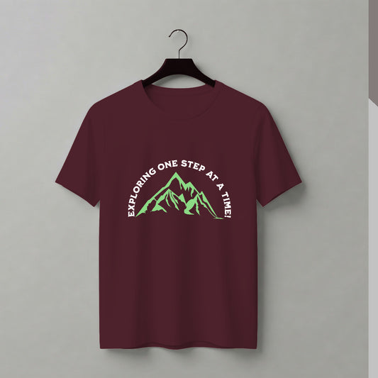 One Step at a Time – Essential Graphic T-Shirt in Maroon color