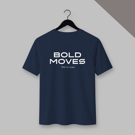 Bold Moves – Essential back print T-shirt in Navy blue Color