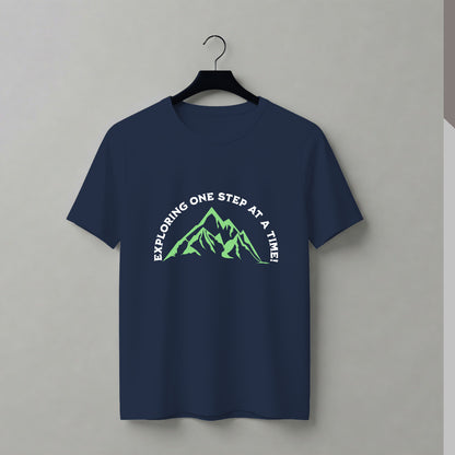 One Step at a Time – Essential Graphic T-Shirt in Navy blue color