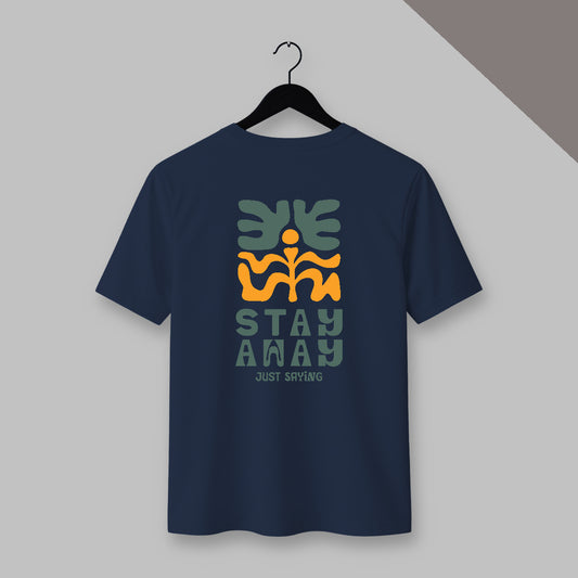 Stay Away – Classic Back Print Essential T-shirt in Navy blue color