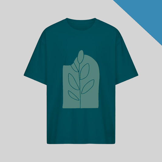 Soft Bloom Oversized T-Shirt in petrol blue color