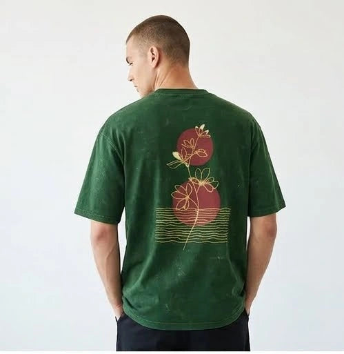 Tide-bloom Acid Wash Oversized Tee